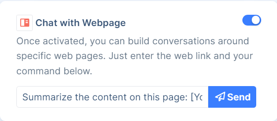 web sayfasıyla sohbet et